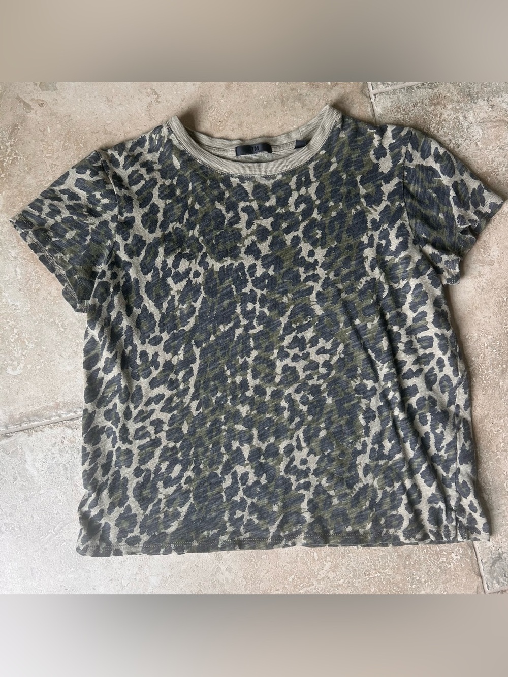 ATM Anthony Thomas Melillo Olive Green Leopard Short Sleeve Tee